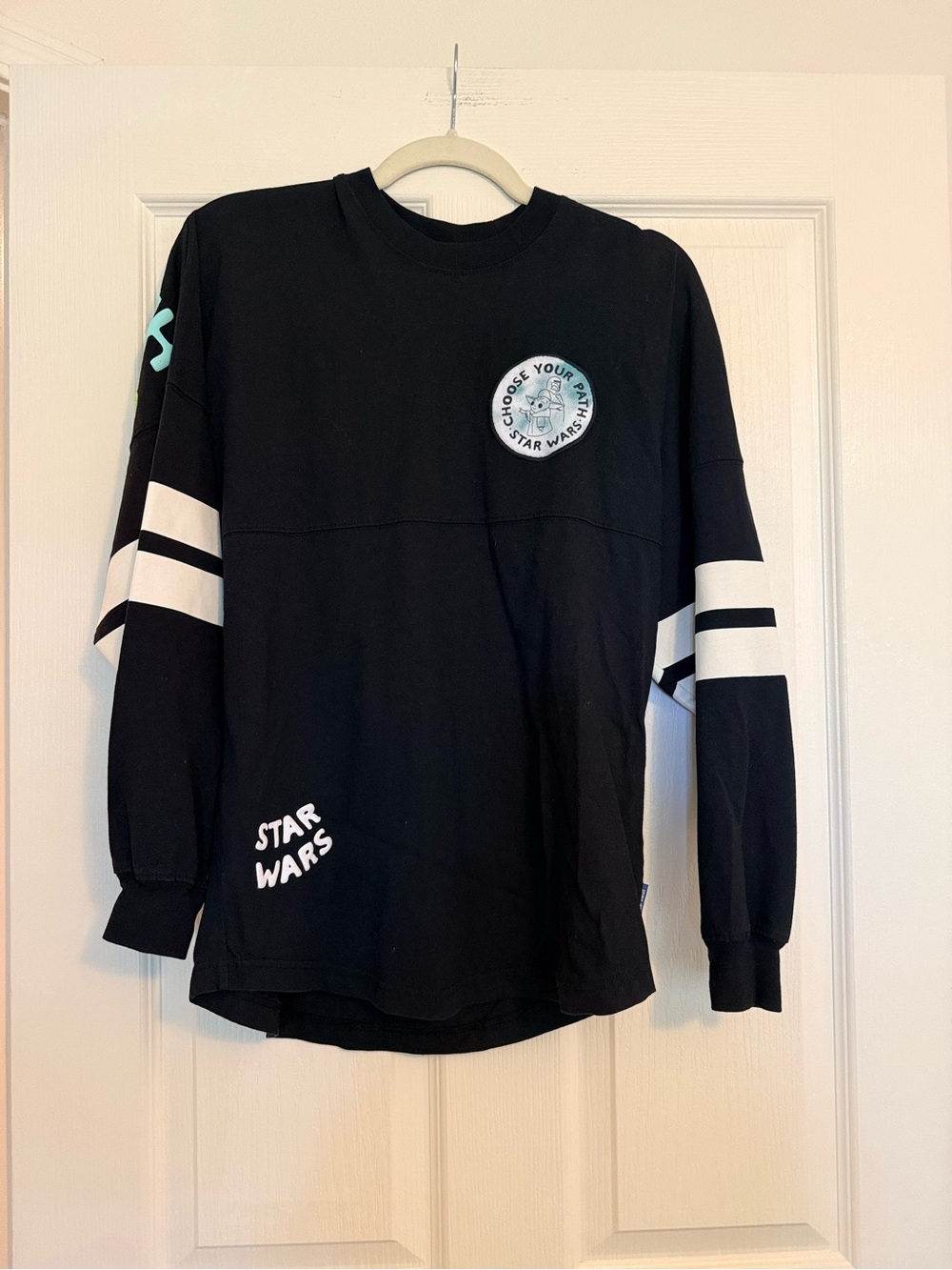 Disney Star Wars Black Long-Sleeve Tee with White Sleeve Stripes